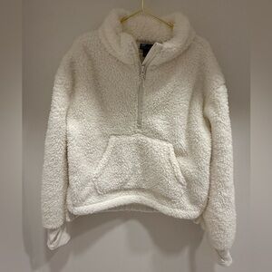 All in Motion White Sherpa Cowl Sweater